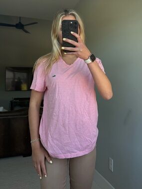 Lacoste Light Pink V-Neck Tee